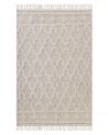 Teppich Baumwolle beige 140 x 200 cm marokkanisches Muster Fransen SULUOVA_848336