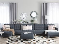 6-istuttava tummanharmaa kangasverhoiltu U-kulmavuodesohva ABERDEEN