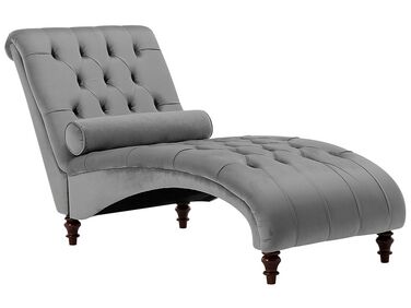 Chaise longue in velluto color grigio chiaro MURET
