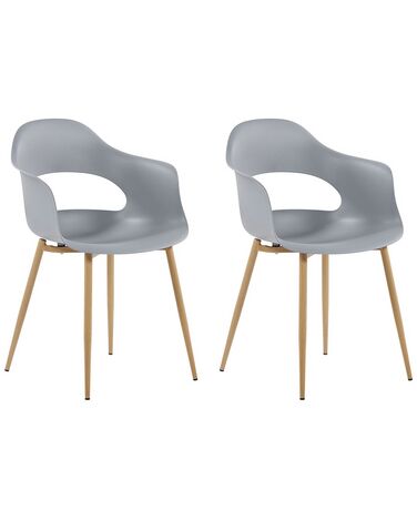 Conjunto de 2 sillas de comedor gris claro/madera clara UTICA