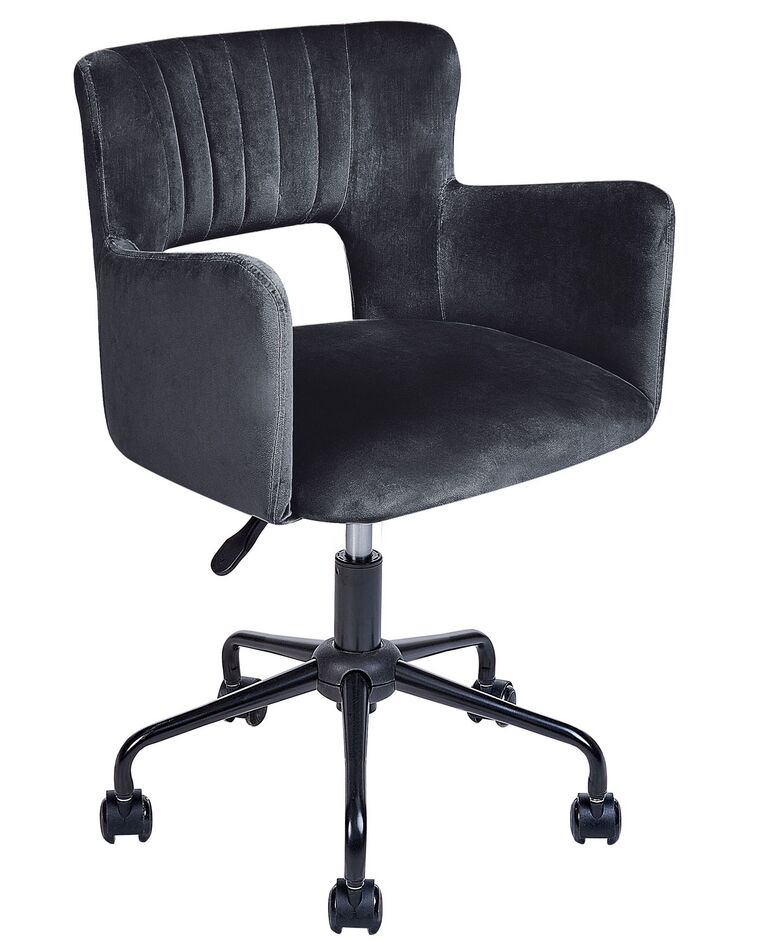 Velvet Desk Chair Black SANILAC Beliani.co.uk