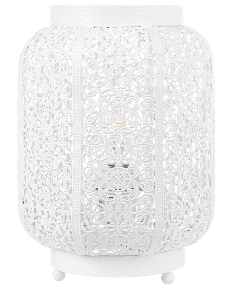Lampa stołowa orientalny lampion metalowa biała SOMES _691601