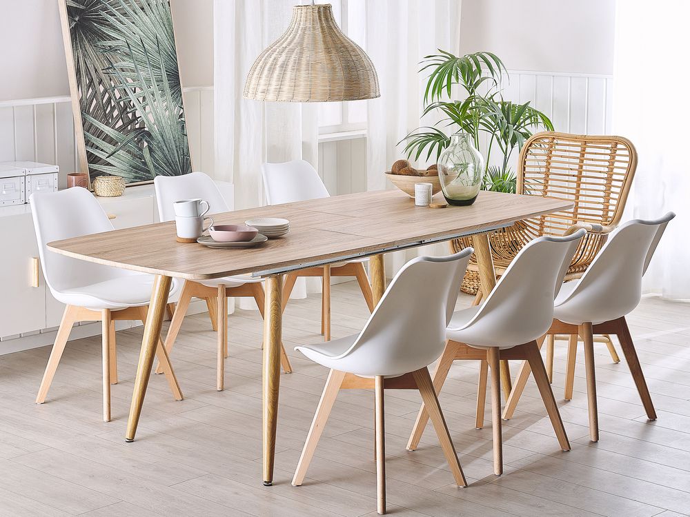 Table de salle à manger extensible effet bois clair 180/210 x 90 cm