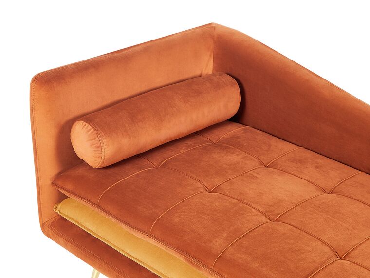 Left Hand Velvet Chaise Lounge Orange GONESSE Beliani.co.uk