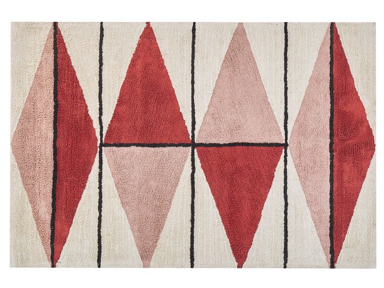 Teppich Baumwolle 160 x 230 cm mehrfarbig geometrisches Muster Kurzflor PURNIA_817002