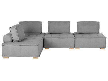 Canapé d'angle modulable 4 places en tissu gris TIBRO