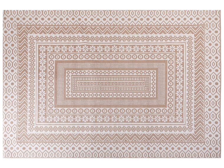 Teppich Jute beige / weiß 160 x 230 cm geometrisches Muster Kurzflor BAGLAR_853503