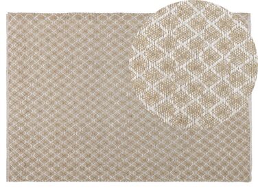 Teppich beige 140 x 200 cm kariertes Muster Kurzflor AKBEZ