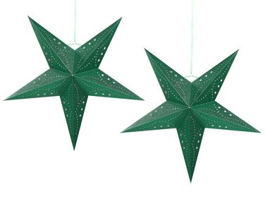 Sada 2 závěsných třpytivých hvězd s LED 60 cm zelené MOTTI