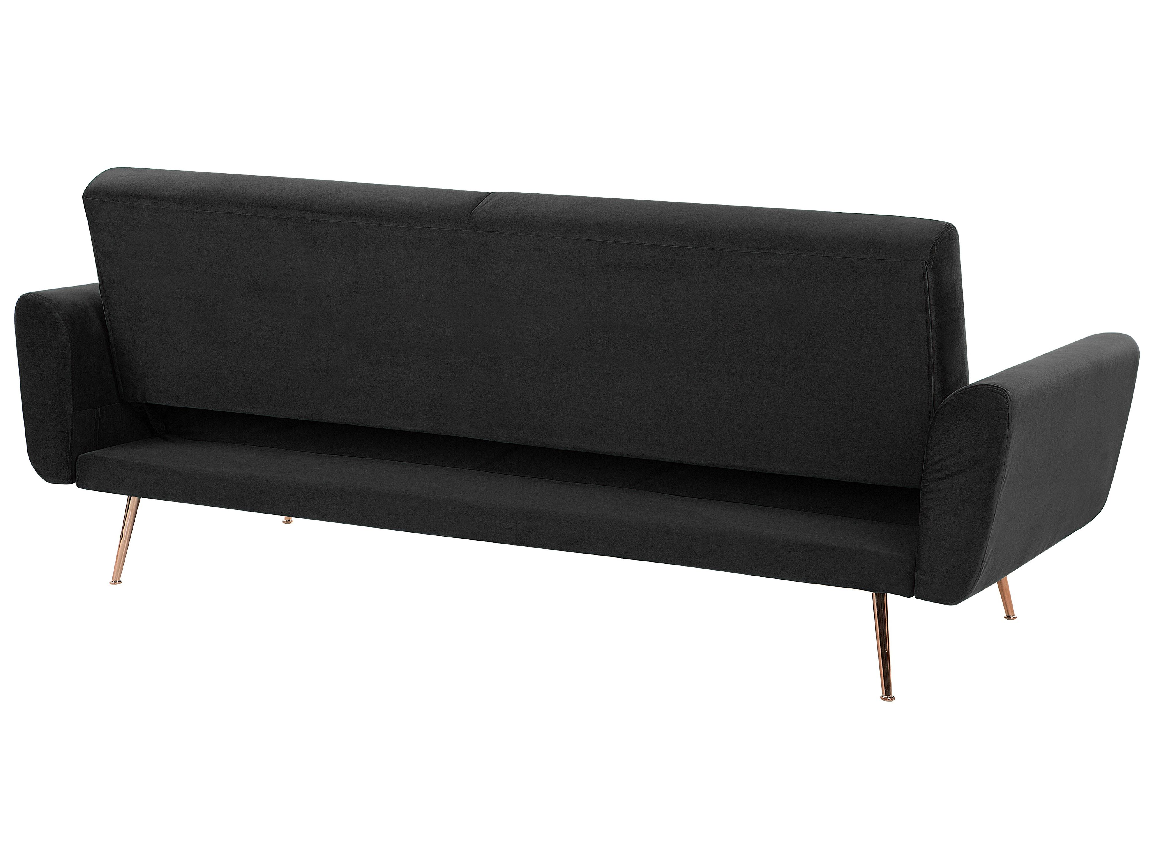 Sofa rozkładana welurowa czarna EINA