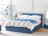 Łóżko z pojemnikiem tapicerowane 140 x 200 cm niebieskie DREUX_861059