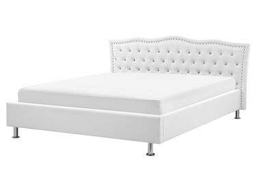 Łóżko ekoskóra 160 x 200 cm białe METZ