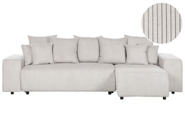 Canapé-lit d'angle à gauche avec rangement en velours côtelé beige clair LUSPA