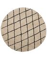 Teppich beige / schwarz ø 140 cm geometrisches Muster Kurzflor MIDYAT _761647