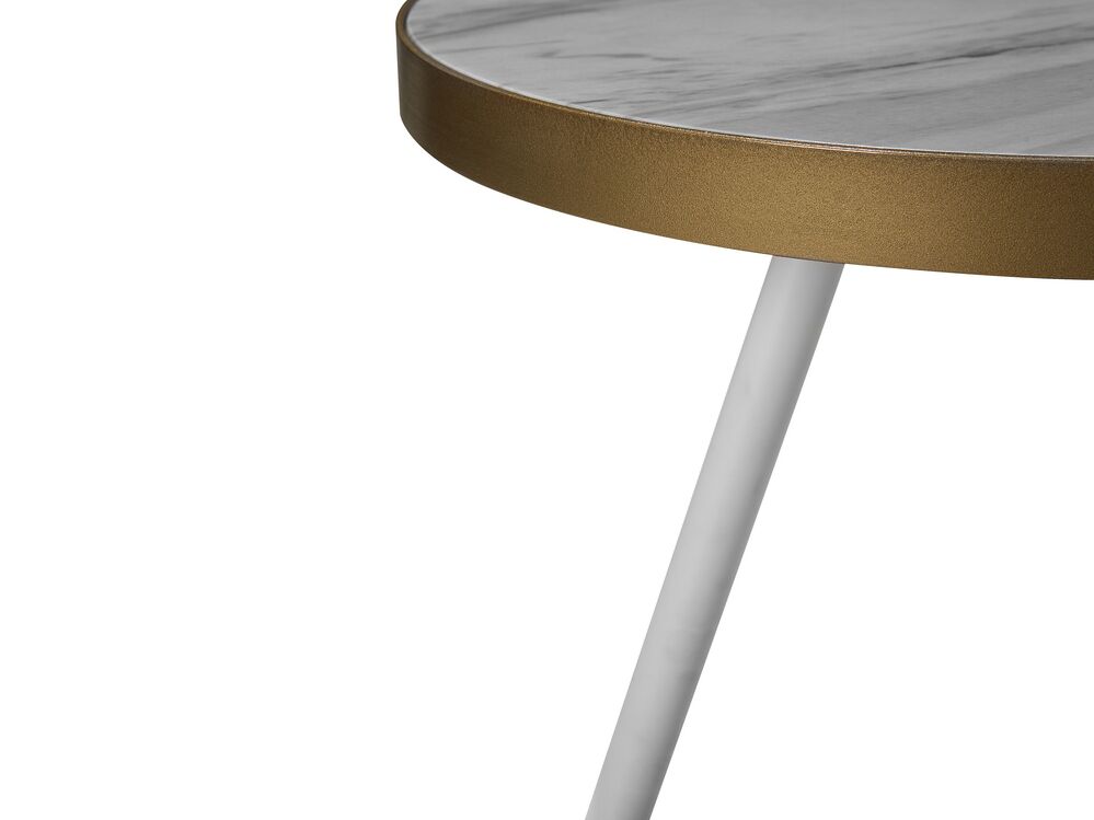 Side Table White Marble Effect with Gold RAMONA Beliani.at