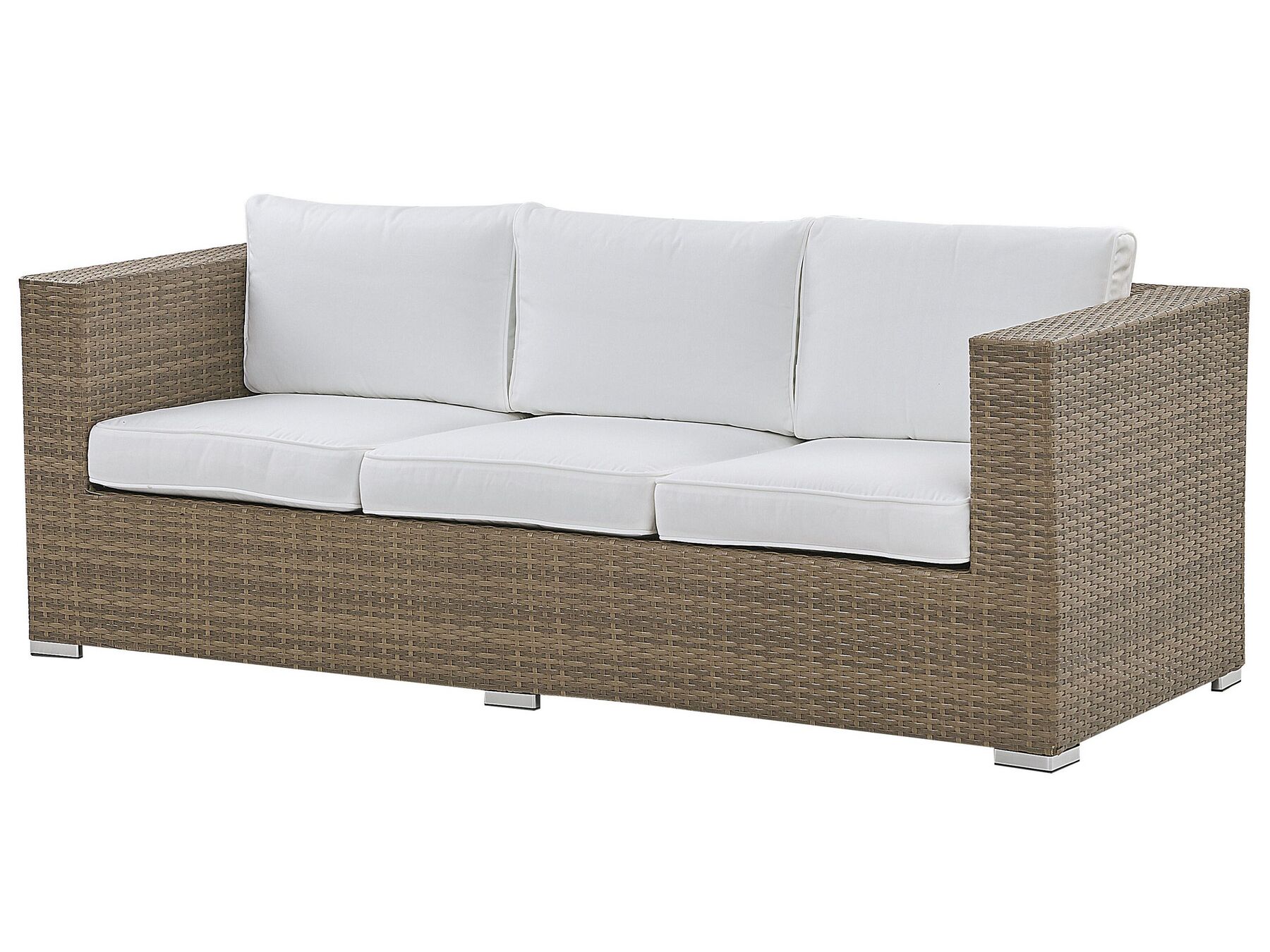 Lounge Set Rattan braun 5-Sitzer Auflagen weiss BELLUNO | Beliani.ch