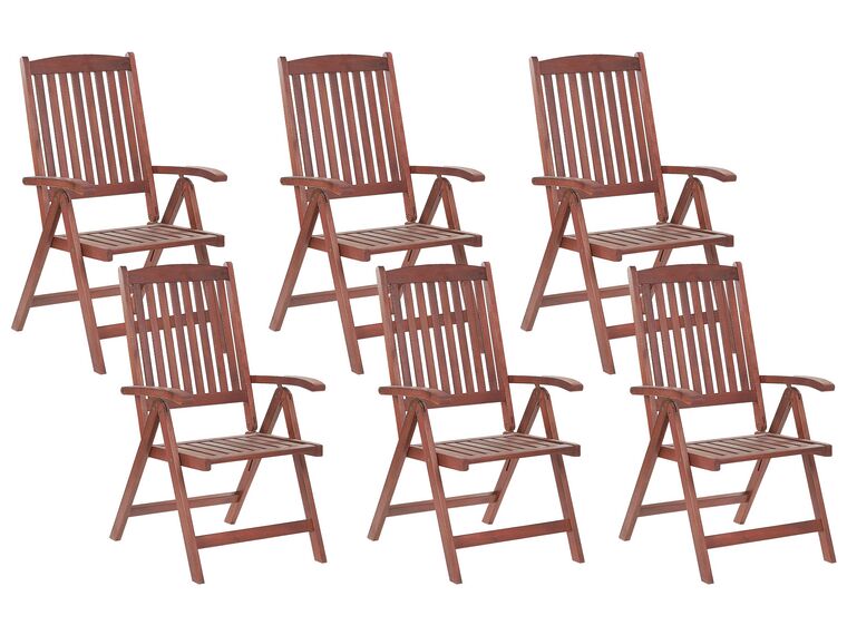 Lot de 6 chaises de jardin bois foncé TOSCANA_780061