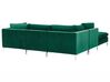 Right Hand 4 Seater Modular Velvet Corner Sofa with Ottoman Green EVJA_789605