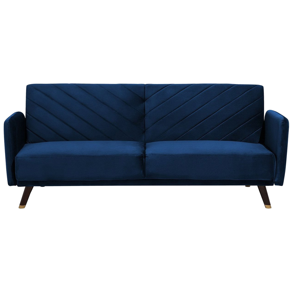 Sofa rozkładana welurowa niebieska SENJA