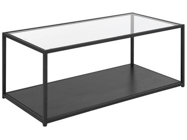 Mesa de centro com tampo de vidro 100 x 54 cm preta  MEDORA