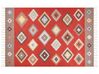 Alfombra kilim de algodón rojo/marrón/beige 200 x 300 cm LORUT_869079