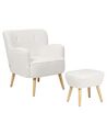 Boucle Armchair With Footrest White TUMBA_887352
