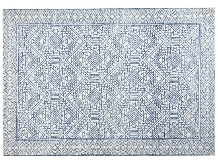 Tapis en laine bleu et blanc 160 x 230 cm KAWAS_883930