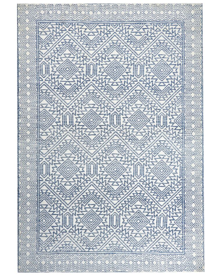 Tapis en laine bleu et blanc 160 x 230 cm KAWAS_883930