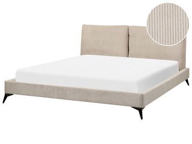 Bed corduroy taupe 180 x 200 cm MELLE