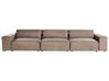 Sofá modular 3 plazas de tela marrón con otomana HELLNAR_912269