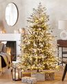 Künstlicher Weihnachtsbaum mit LED Beleuchtung schneebedeckt 180 cm weiß BRISCO_832237