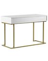 Home Office Desk / 2 Drawer Console Table White with Gold WESTPORT_802573