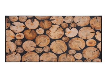 Teppich braun 80 x 150 cm Holzmuster Kurzflor KARDERE