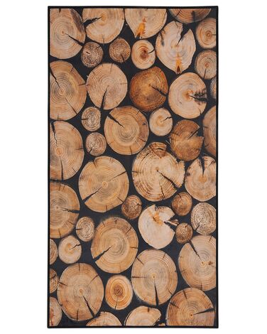 Tappeto a pelo corto marrone trama legno 80 x 150 cm KARDERE