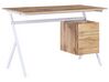 Skrivebord med skuffeskab lyst træ / hvid 120 x 60 cm ASHLAND_824519