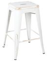 Set of 2 Steel  Stools 60 cm White with Gold CABRILLO_694370