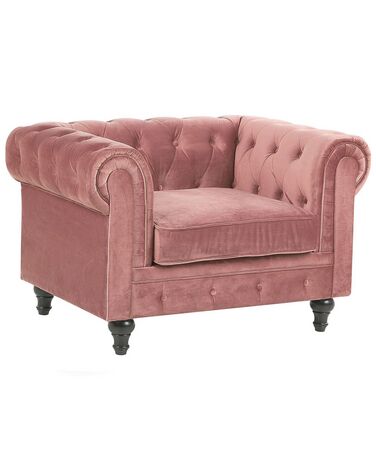 Velvet Armchair Pink CHESTERFIELD