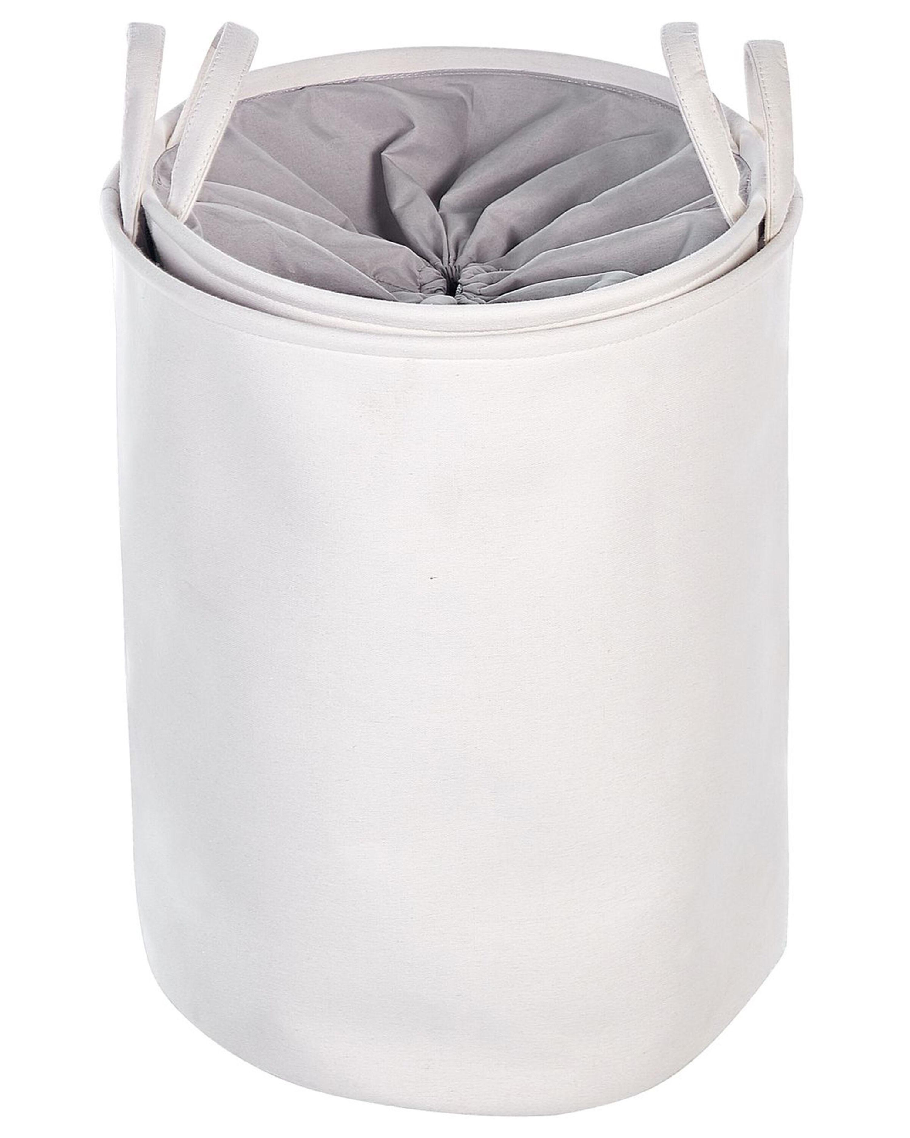 Conjunto de 2 cestos em tecido de poliéster branco e cinzento ARCHA_849678