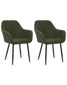 Set of 2 Boucle Dining Chairs Dark Green ALDEN_887277
