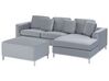 Left Hand Velvet Corner Sofa with Ottoman Light Grey OSLO_744119