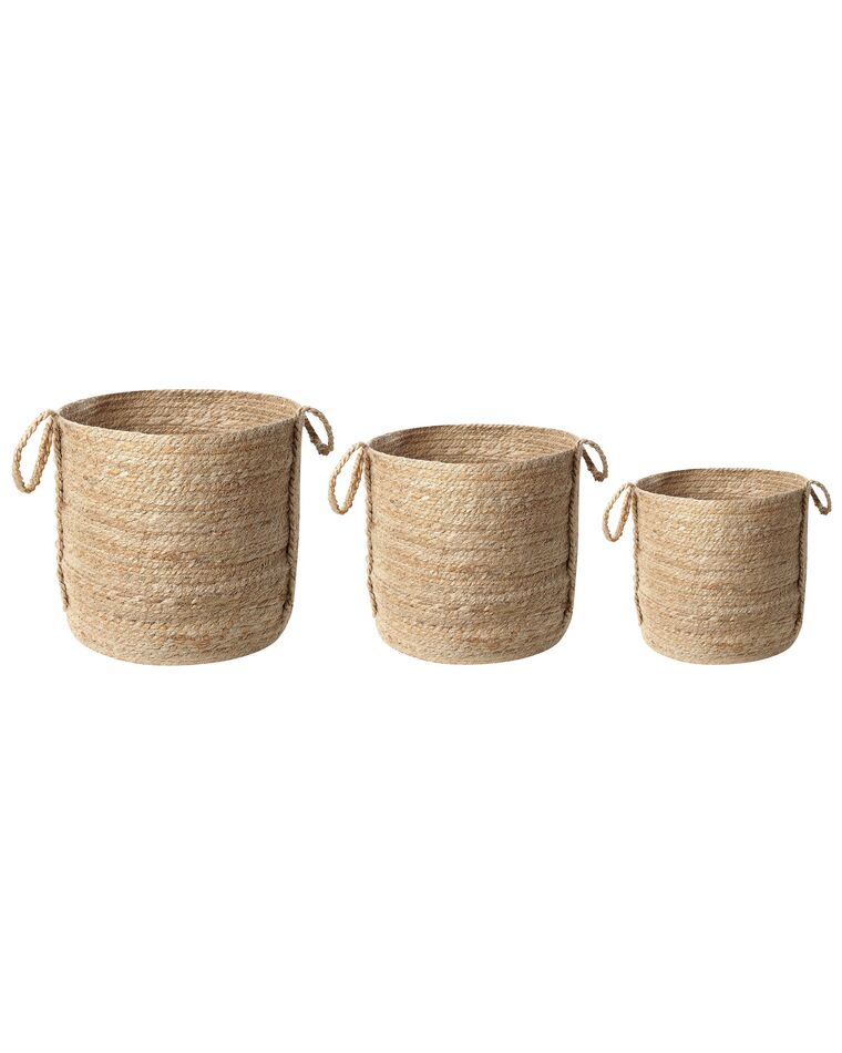 Set of 3 Jute Baskets Natural WADH_846454