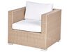 Lounge Set Rattan sandbeige 8-Sitzer modular Auflagen cremeweiß XXL_905105