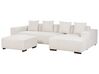 Left Hand Jumbo Cord Corner Sofa with Ottoman Off-White LUNGO_898378