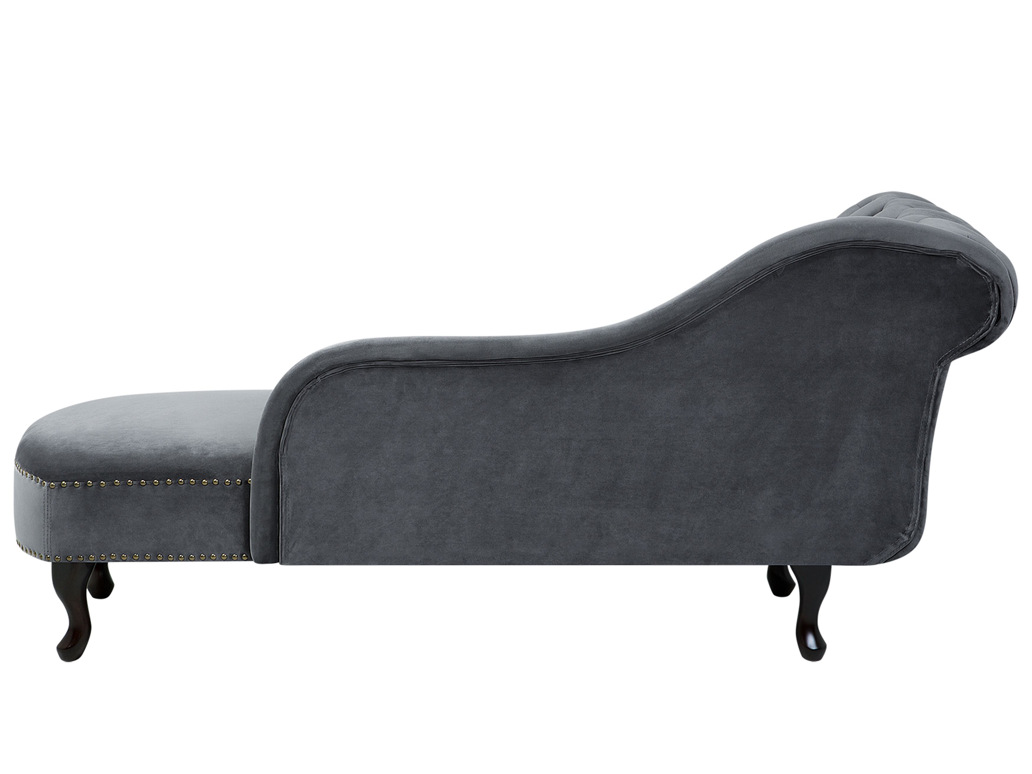 Left Hand Chaise Lounge Velvet Grey NIMES Beliani.co.uk