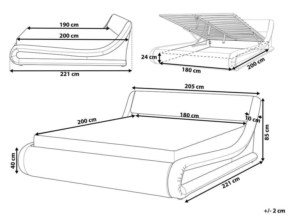 Letto Con Contenitore In Pelle Sintetica Bianca 180x200 Cm Avignon Beliani It