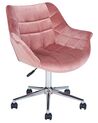 Krzesło biurowe regulowane welurowe różowe LABELLE_854924