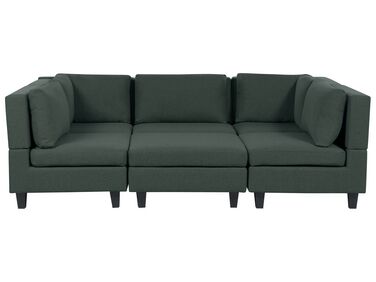 Ötszemélyes kombinálható sötétzöld kárpitozott kanapé ottománnal UNSTAD