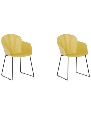Set of 2 Dining Chairs Yellow SYLVA