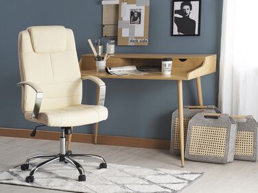 Faux Leather Executive Chair Beige WINNER