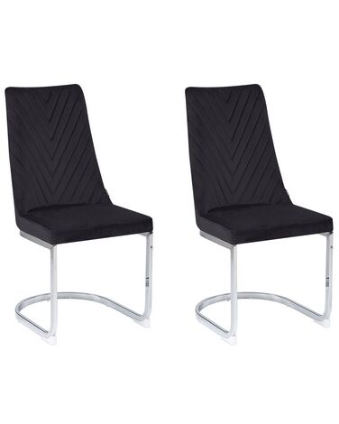 Conjunto de 2 sillas de terciopelo negro/plateado ALTOONA